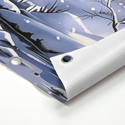 Tuinposter detail Kunstwerk van een Dorp in de Sneeuw