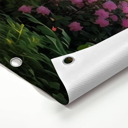 Tuinposter detail Pad door een Bos met Bloemen