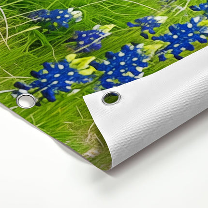 Tuinposter detail Hek met Bluebonnets op de Achtergrond