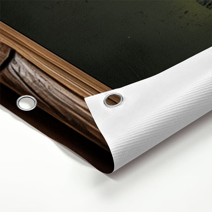 Tuinposter detail Vaas met Bladeren erin op een Tafel