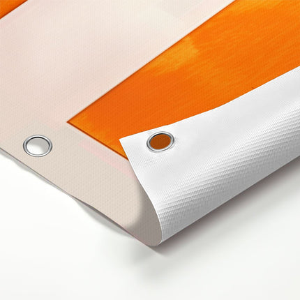 Tuinposter detail Oranje en Witte Strepen op een Witte Achtergrond