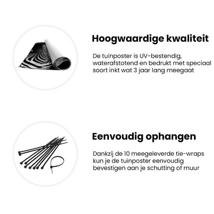 Tuinposter informatie Twee Zebra's - Zwart Wit