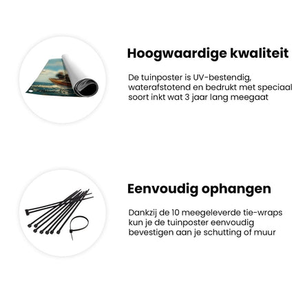 Tuinposter informatie Kunstwerk van Mensen op een Zeilboot