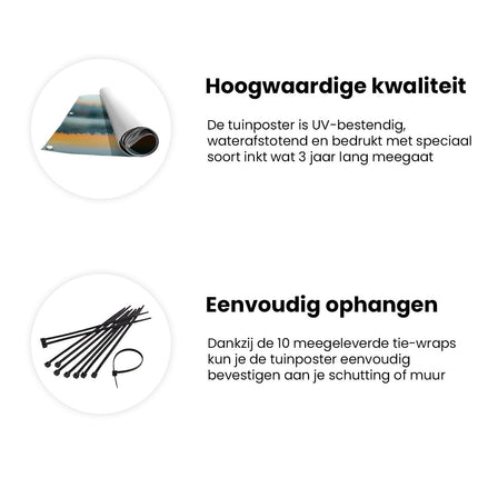 Tuinposter informatie Mistig Meer met Bomen erin Weerspiegeld