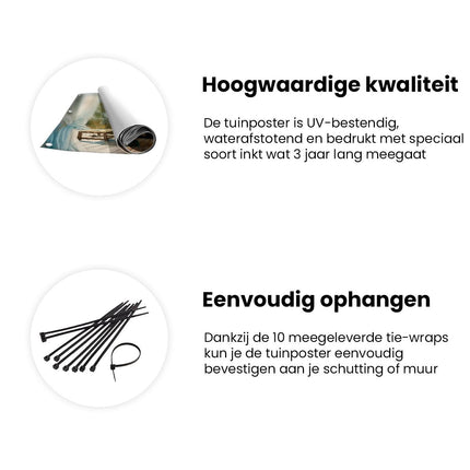 Tuinposter informatie Kunstwerk van een Veranda met Uitzicht op de Oceaan