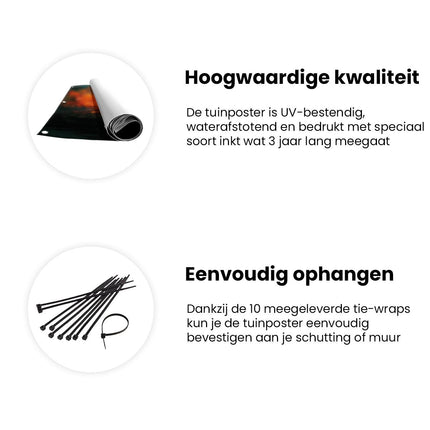 Tuinposter informatie Vrouw met Vuur dat uit haar Hoofd Komt