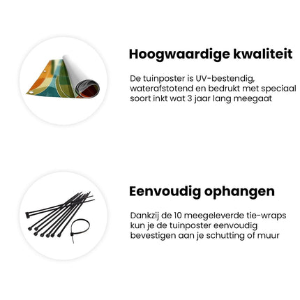 Tuinposter informatie Groep Surfplanken op een Rij