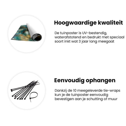 Tuinposter informatie Kunstwerk van Palmbomen op het Strand