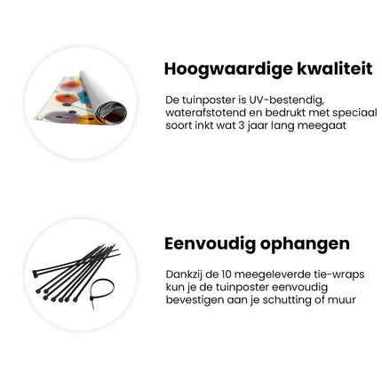 Tuinposter informatie Aquarelkunstwerk van Cirkels en Stippen