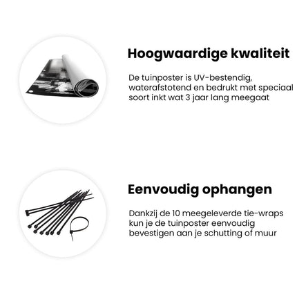 Tuinposter informatie Man zit aan een Bureau voor een Raam