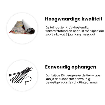 Tuinposter informatie Rode Lippen op een Krant