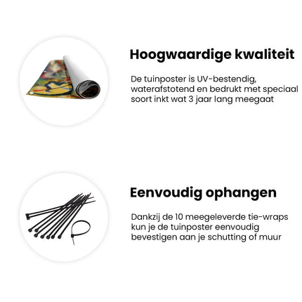 Tuinposter informatie Kleurrijk Kunstwerk met veel Verschillende Kleuren