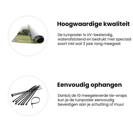 Tuinposter informatie Kunstwerk van een Schuur in een Veld