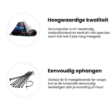 Tuinposter informatie Vrouw met een Paraplu in de Regen