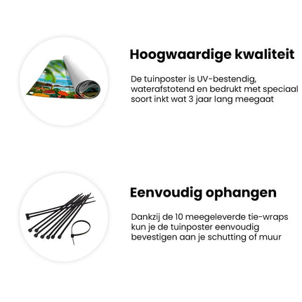 Tuinposter informatie Oranje Busje Geparkeerd op het Strand