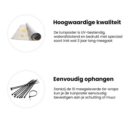 Tuinposter informatie Kunstwerk van Gele Bloemen op een Beige Achtergrond