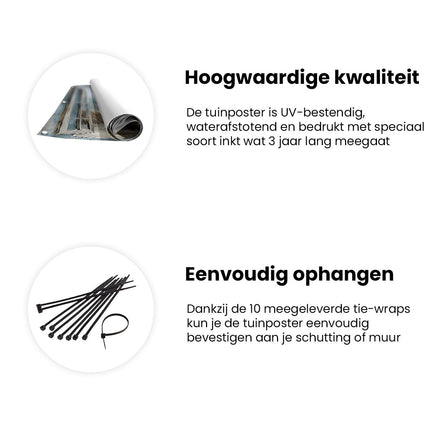 Tuinposter informatie Open Raam met Meeuwen en Zand