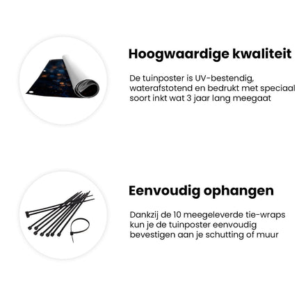 Tuinposter informatie Blauwe en Oranje Achtergrond met veel Glitters