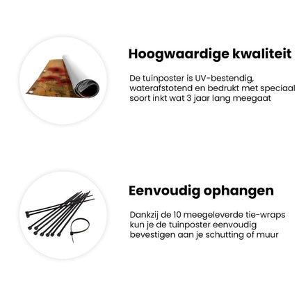 Tuinposter informatie Rode Papavers op een Bruine Achtergrond