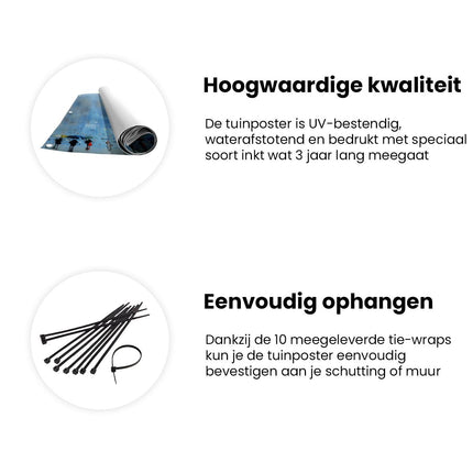Tuinposter informatie Mensen die Paraplu's Vasthouden in de Regen