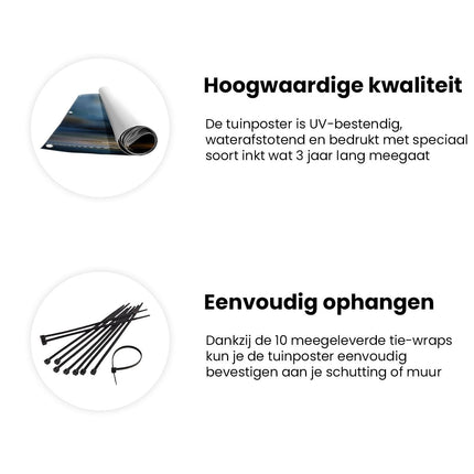 Tuinposter informatie Kunstwerk van een Bewolkte Hemel boven de Oceaan
