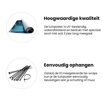 Tuinposter informatie Vrouwengezicht met Blauwe Vierkanten