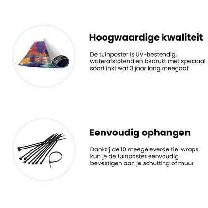 Tuinposter informatie Kunstwerk van de Chicago Rivier en Wolkenkrabbers