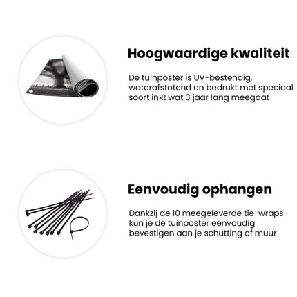 Tuinposter informatie Zwart Wit Beeld van een met Bomen Omzoomd Pad