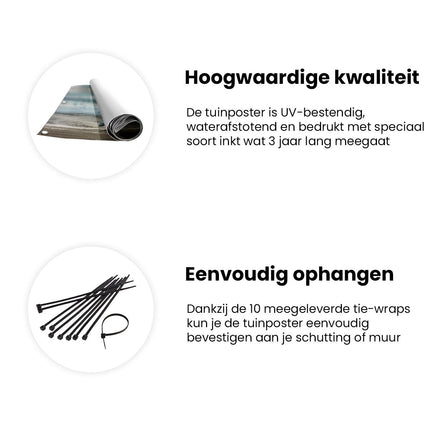 Tuinposter informatie Reiger Staat aan de Oever van de Oceaan