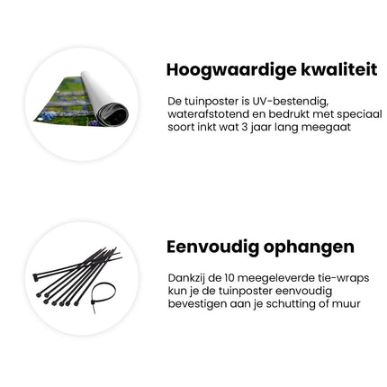 Tuinposter informatie Hek met Bluebonnets op de Achtergrond