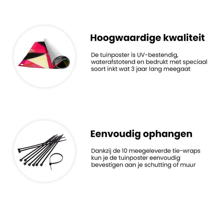 Tuinposter informatie Kleurrijke Driehoeken op een Zwarte Achtergrond