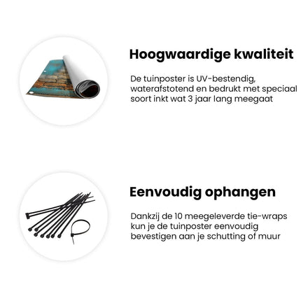 Tuinposter informatie Blauwe Deur en een Stenen Muur