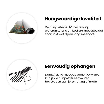 Tuinposter informatie Kunstwerk van een Veld met Wilde Bloemen