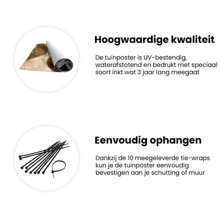Tuinposter informatie Blauw, Bruin en Wit Golvend Patroon