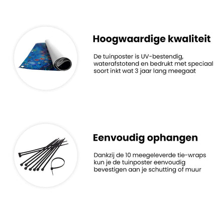Tuinposter informatie Kleurrijk Kunstwerk van een Pauw