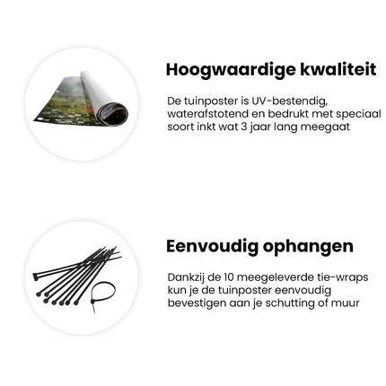 Tuinposter informatie Kunstwerk van een Pad door een Veld met Wilde Bloemen