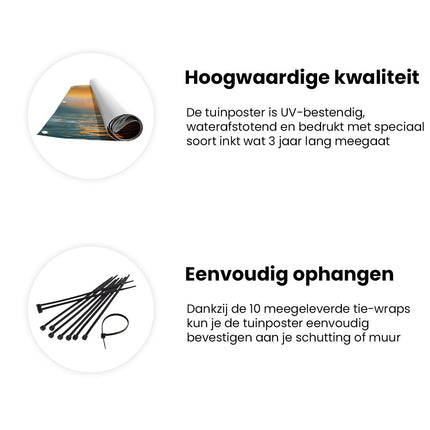 Tuinposter informatie De Zon gaat onder boven de Oceaan