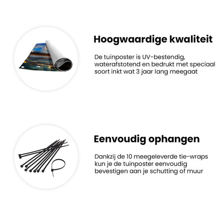 Tuinposter informatie De Zon schijnt door een Golf in de Oceaan