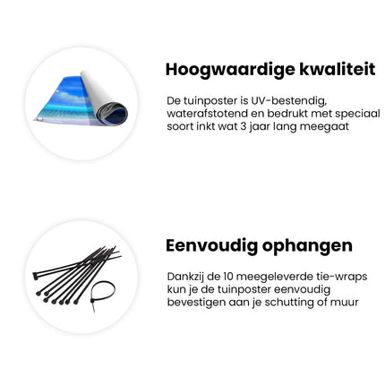 Tuinposter informatie Kunstwerk van een Strand met Palmbomen