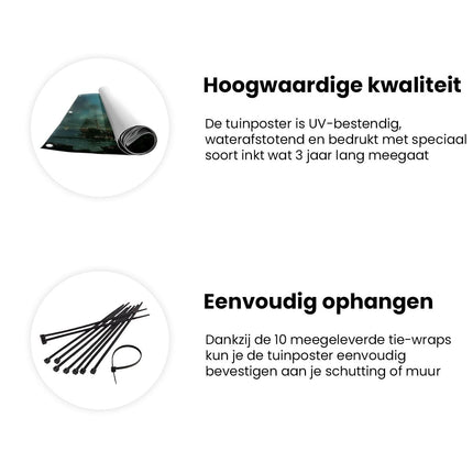 Tuinposter informatie Kunstwerk van Mensen op een Boot bij Nacht