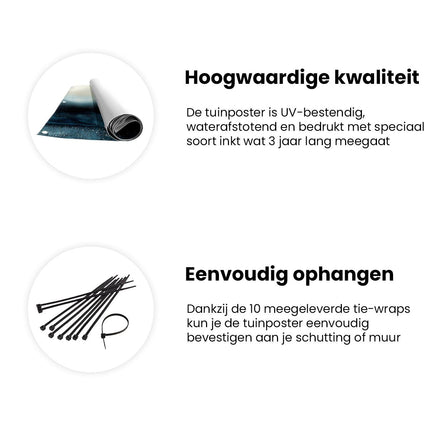 Tuinposter informatie Blauw en Wit Kunstwerk