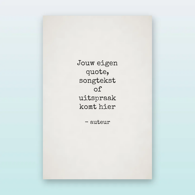Gepersonaliseerde quote poster in typemachineletter op papier